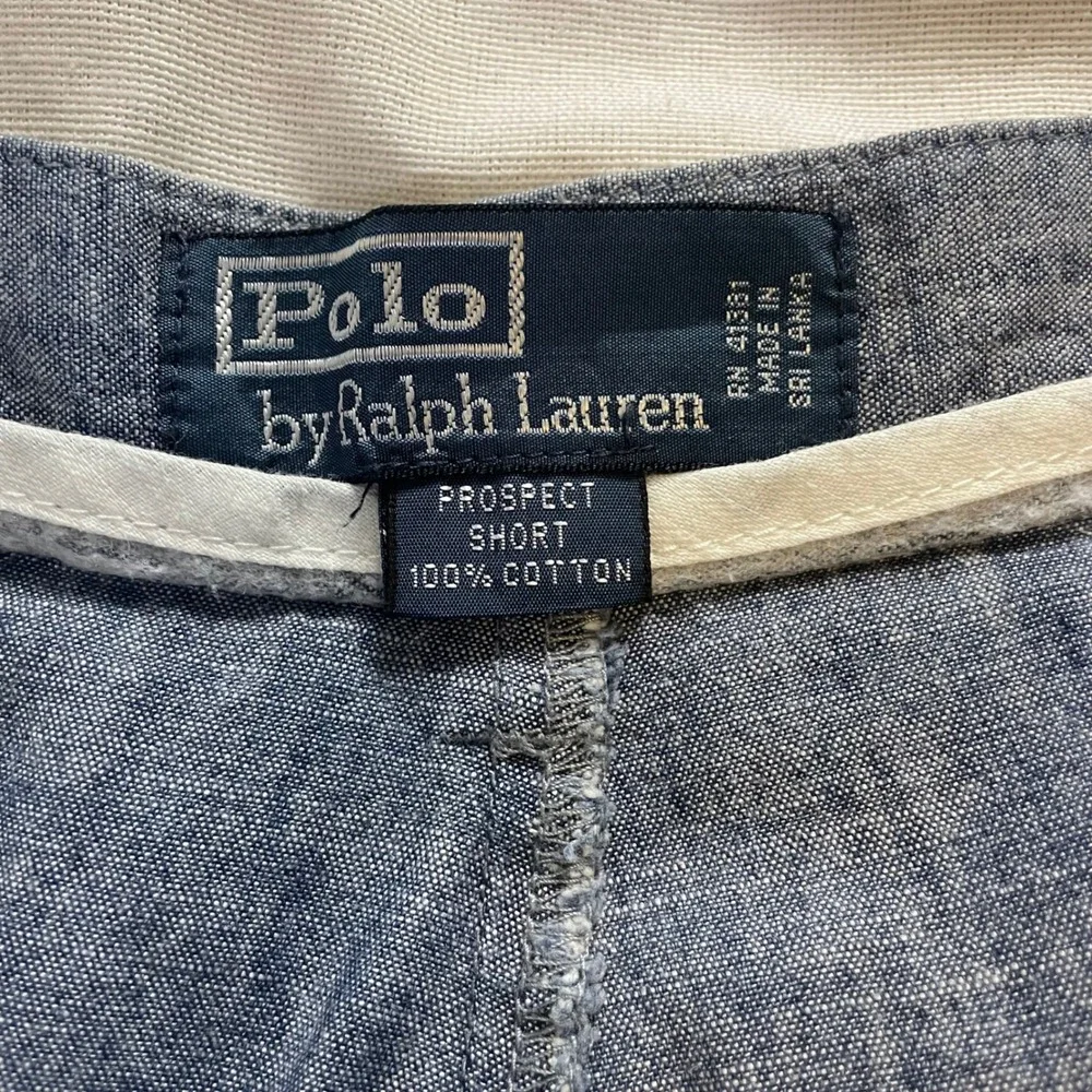 Polo Ralph Lauren Prospect Short Mens 34 Blue Chambray Cotton Classic Flat Front